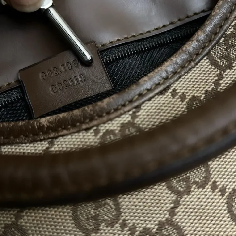 Gucci Brown and Tan Signature Jackie Hobo Bag (missing lock)